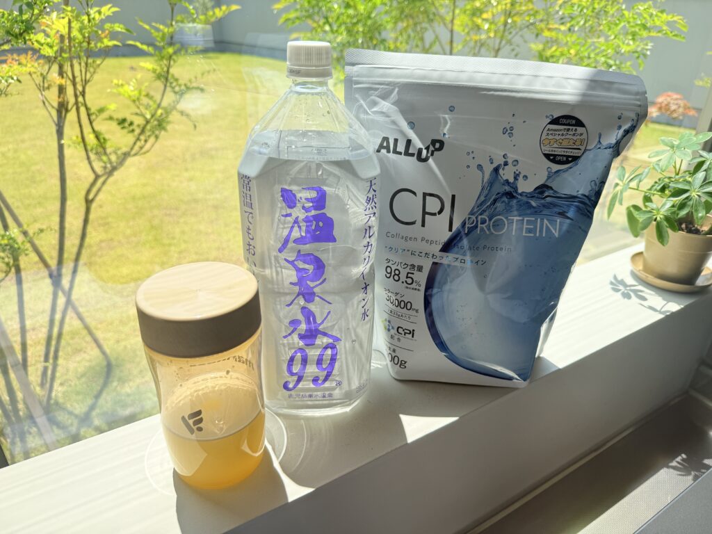 スポーツドリンク味のプロテインと温泉水99