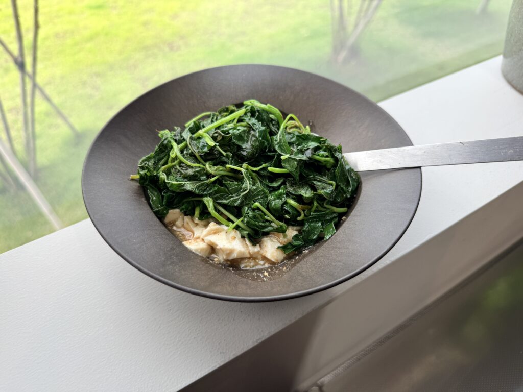 レンジで作るモロヘイヤの白和え